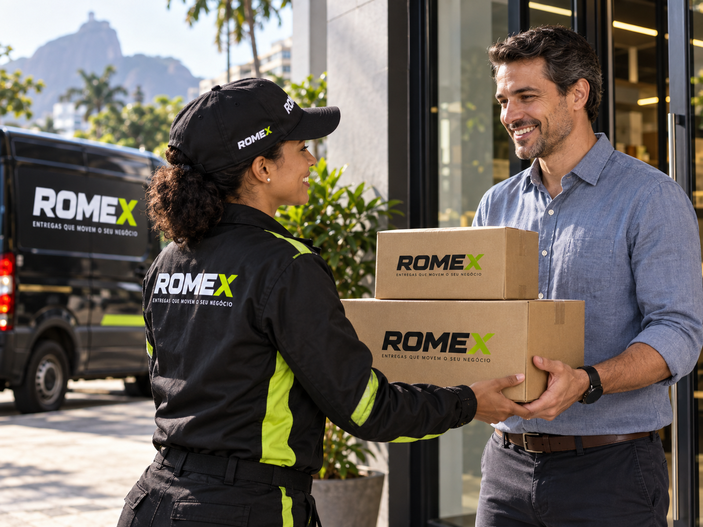 Atendimento empresarial da Romex em contexto urbano