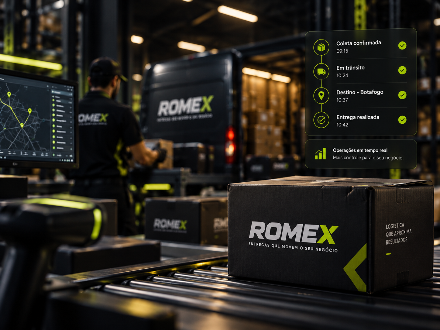 Operação logística Romex com acompanhamento de entregas